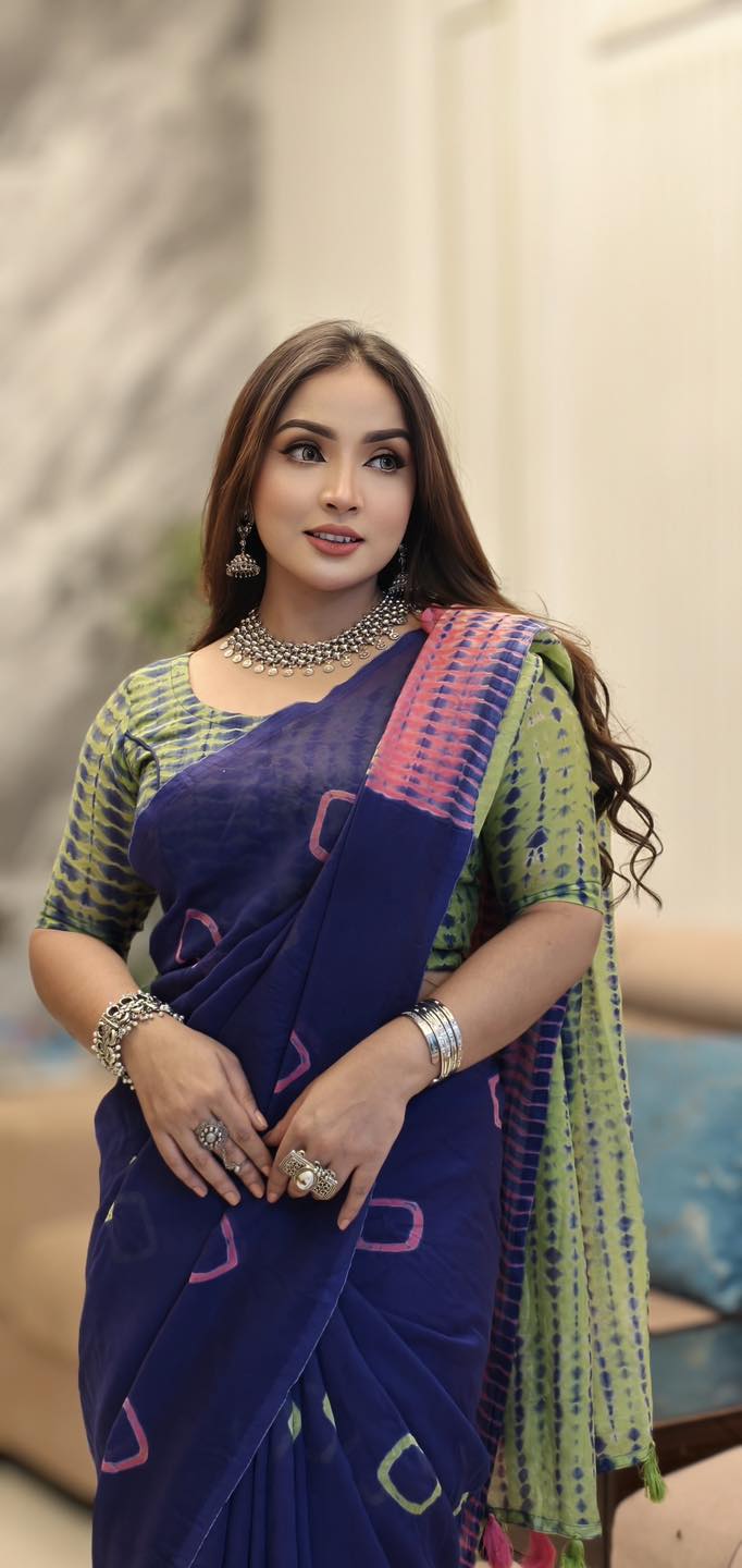 Festive Cotton Saree with Embroidered Borders